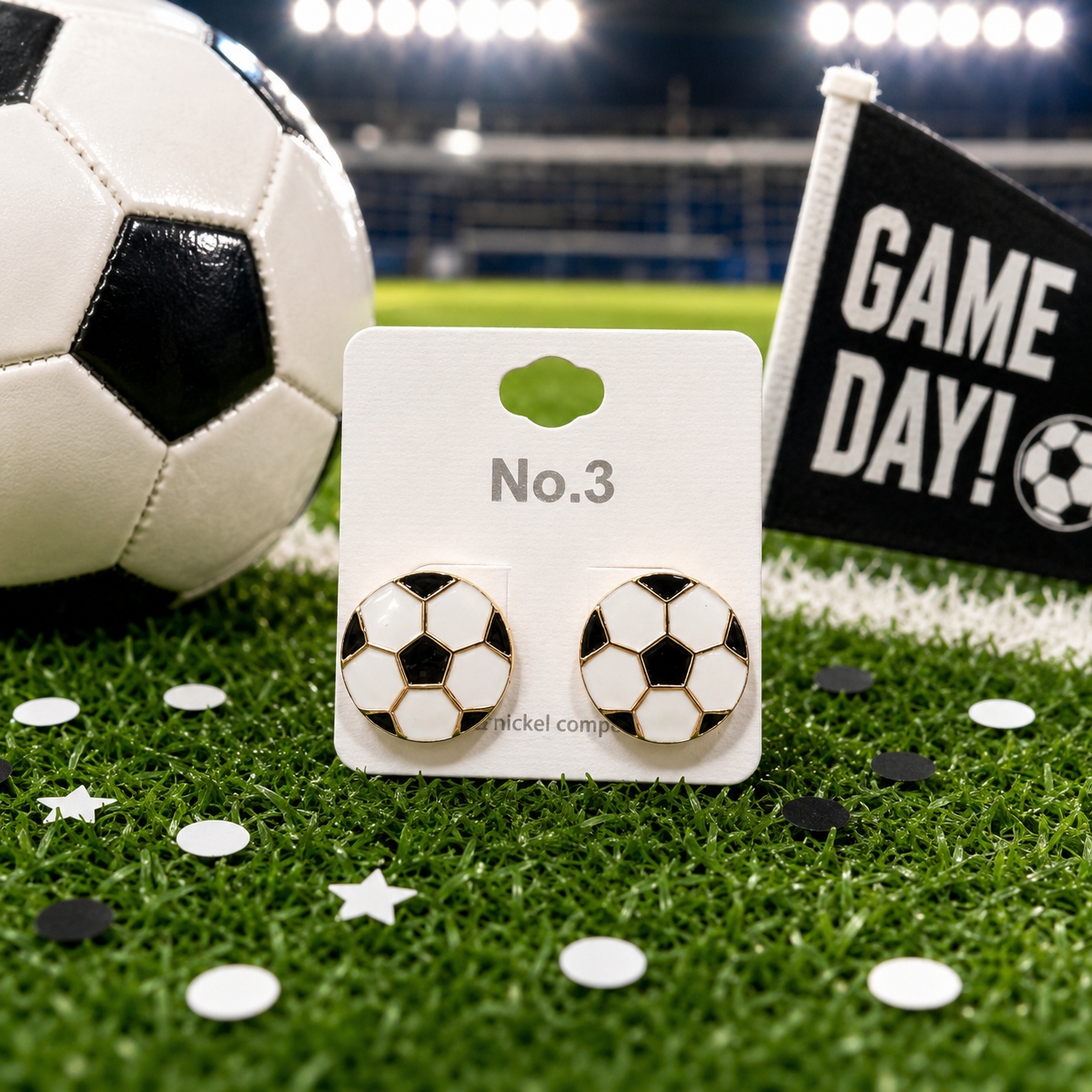 Gold Soccer Ball Stud Earrings