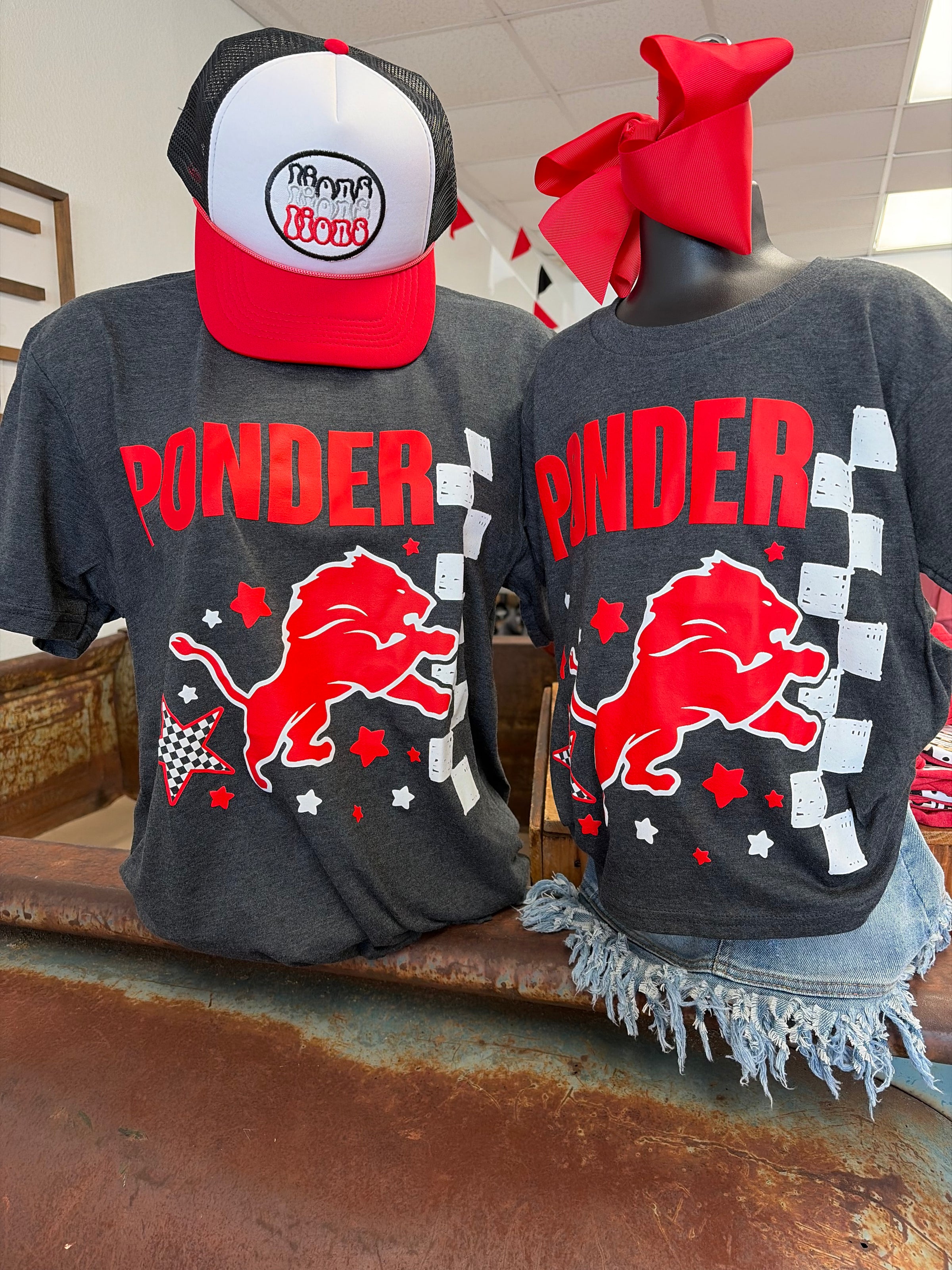 Ponder Lions Checkered Stars Tee