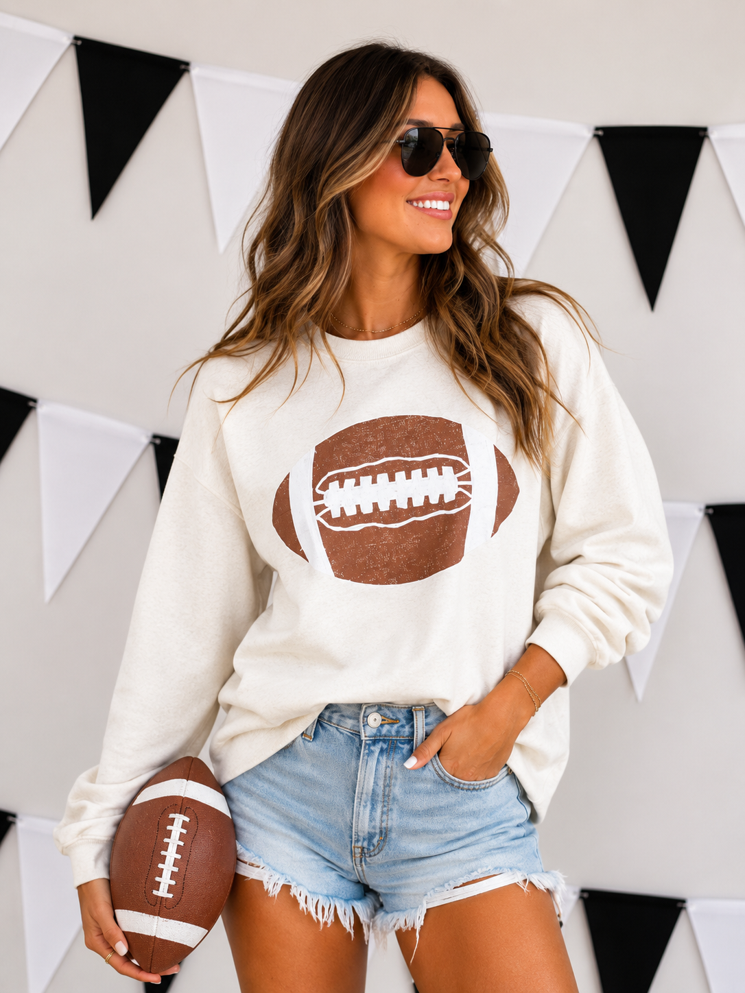 Linen Football Sweatshirt