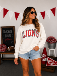 Lions Arched Mascot Cream Sweatshirt