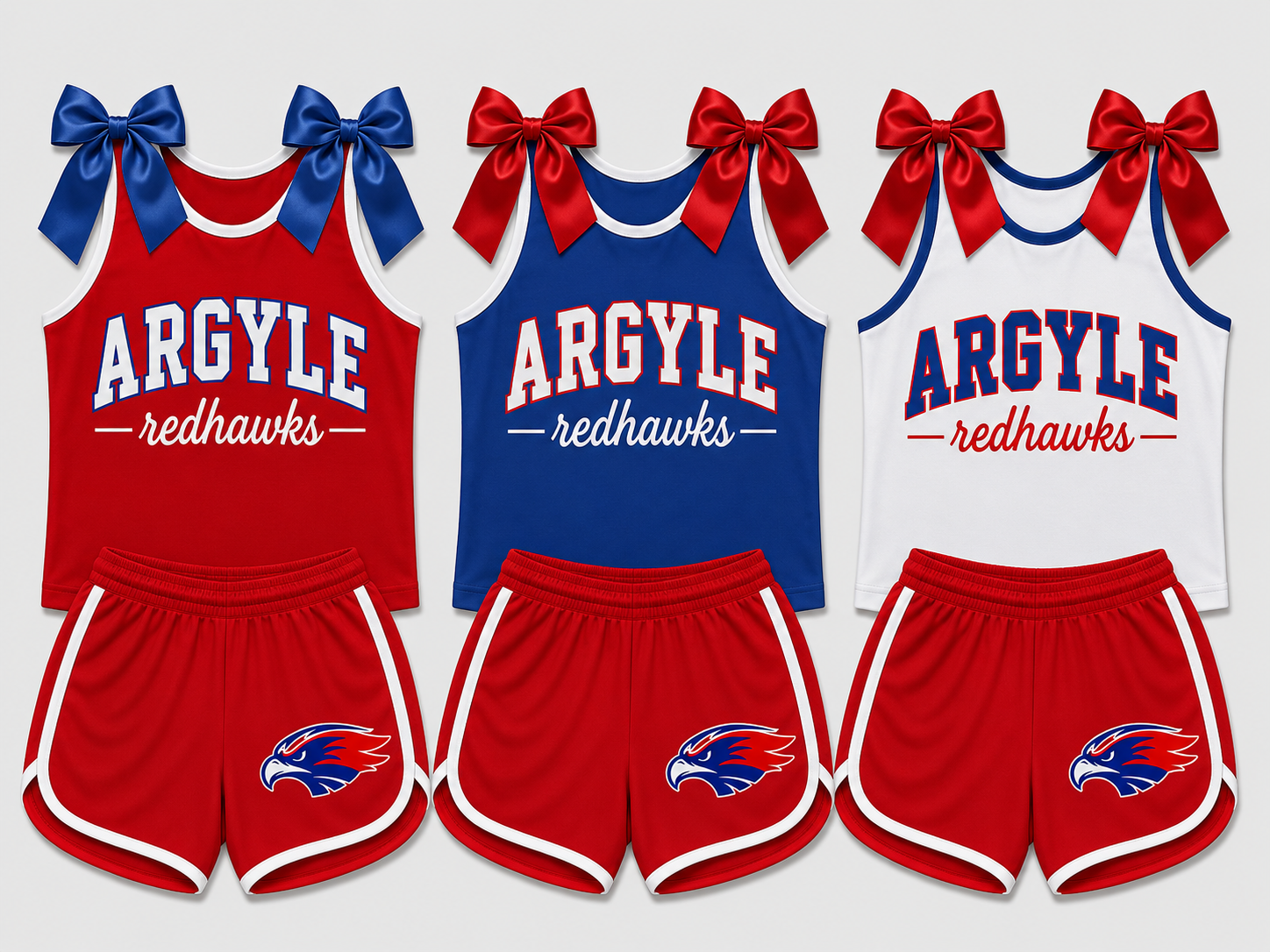 PREORDER | Argyle Redhawks Bowtie Cheer Set **ETA 4-6weeks