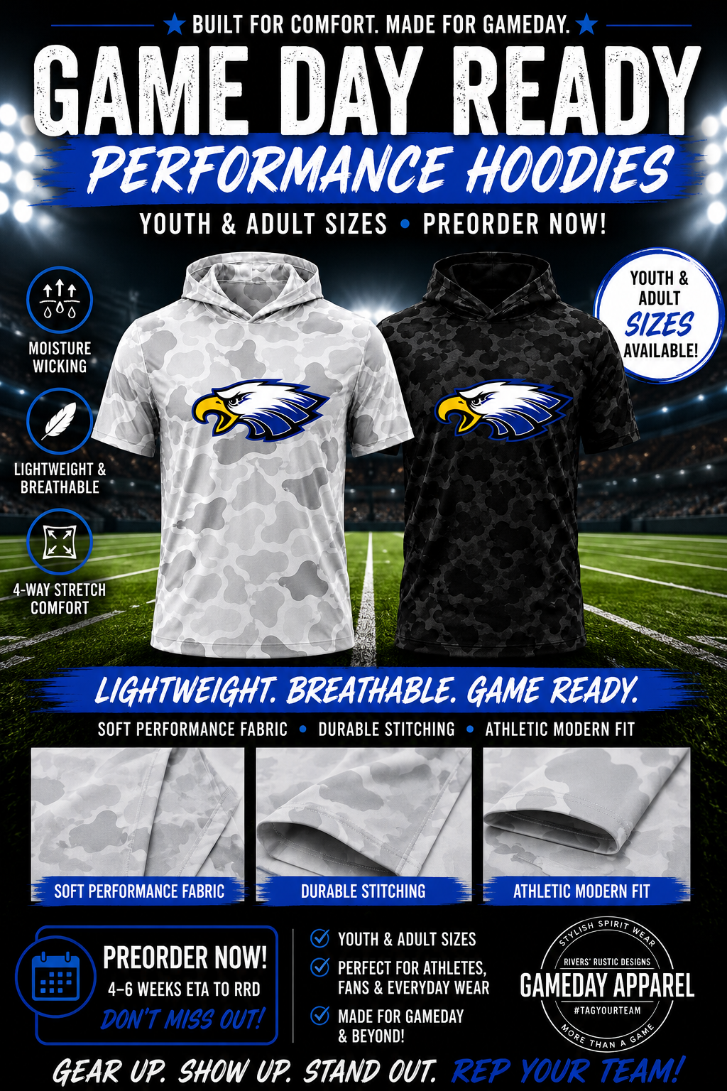 PREORDER | Blue Eagle Camo Performance Hoodie