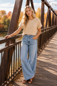 Textured Striped Raglan Sleeve Tee