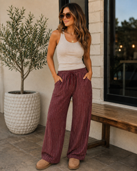 Pinstripe Elastic Waist Sweatpants