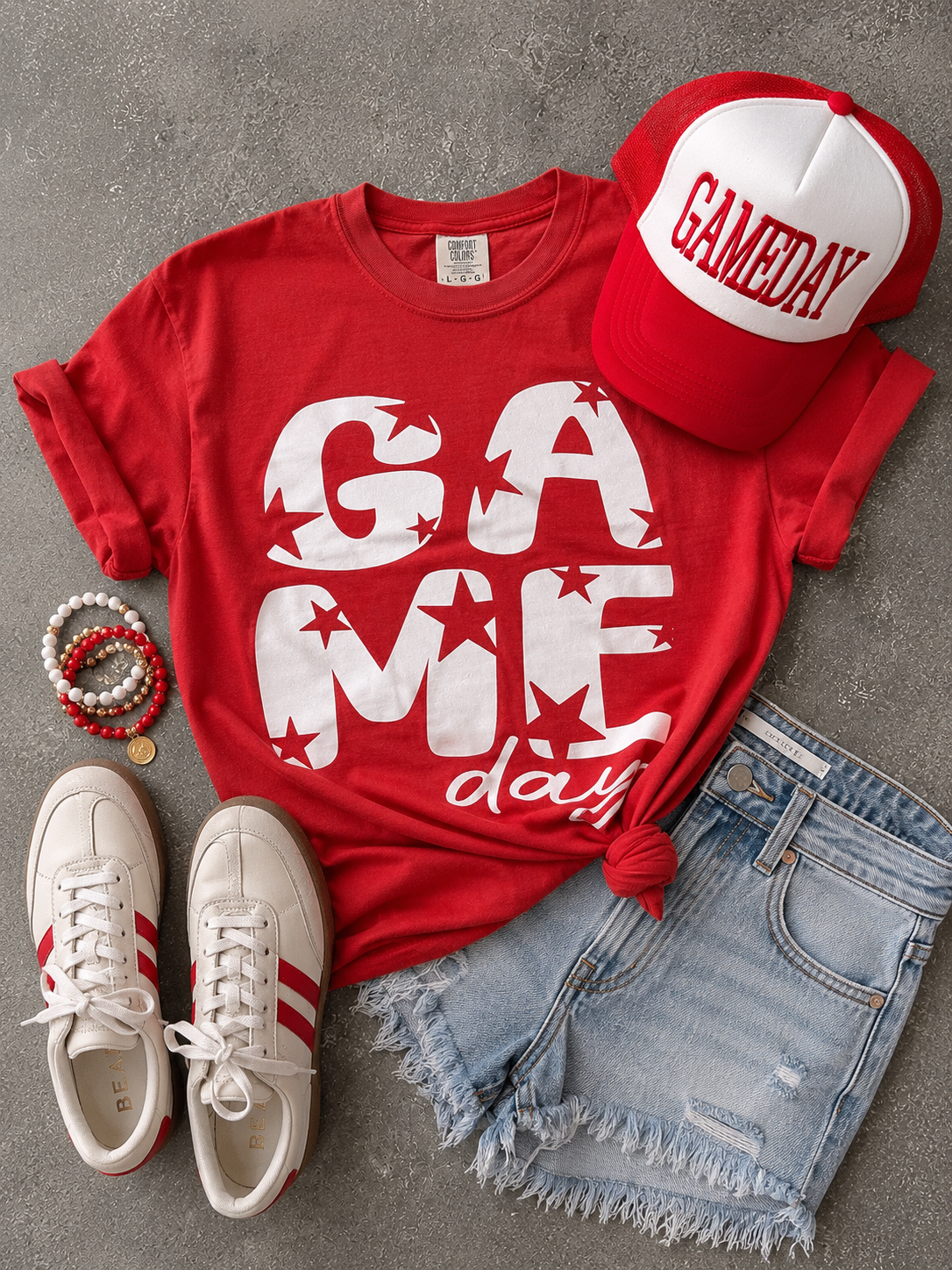 Red Game Day Star Tee