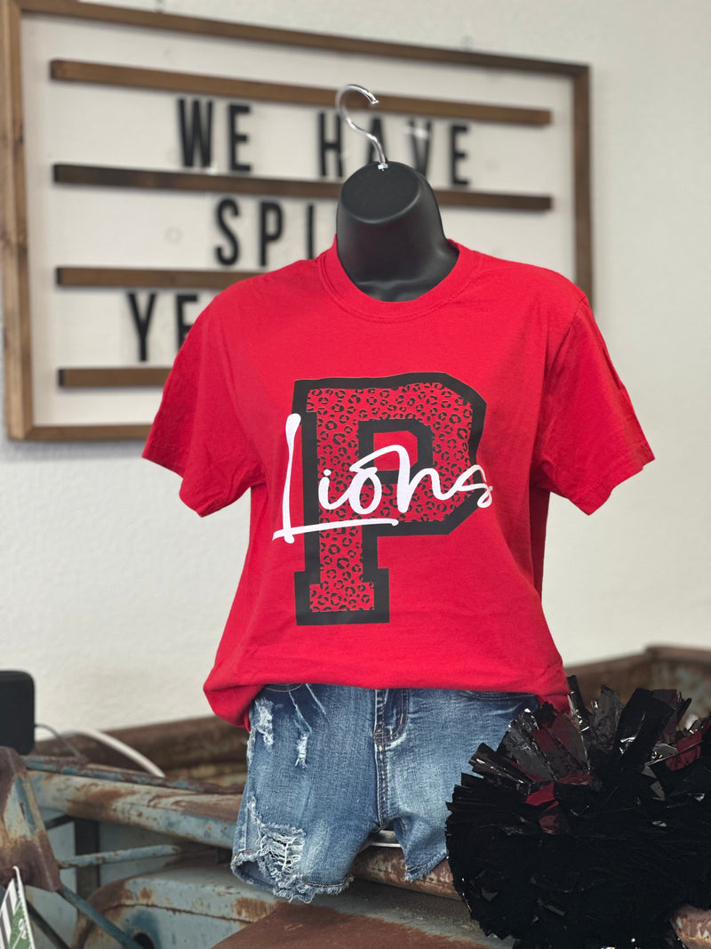 Lions w/ Block Leopard Font Tee