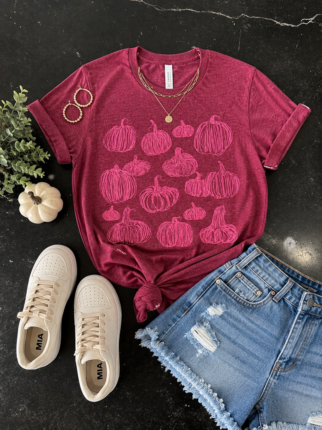 Wine Tone on Tone Pumpkin Tee