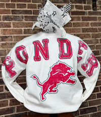 Ponder Lions Distressed Crossbody Sweatshirt