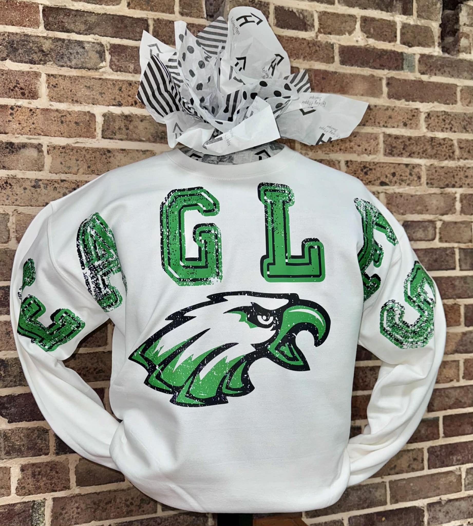 Green Eagles Distressed Crossbody Sweatshirt