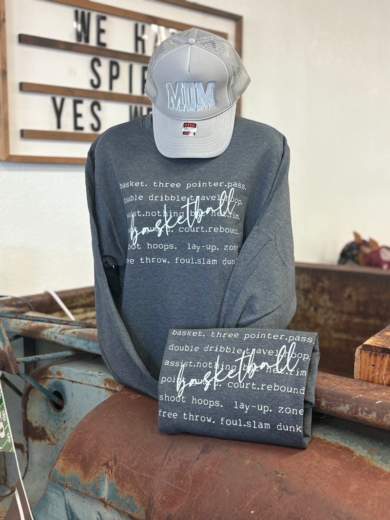 Basketball Words Charcoal Sweatshirt