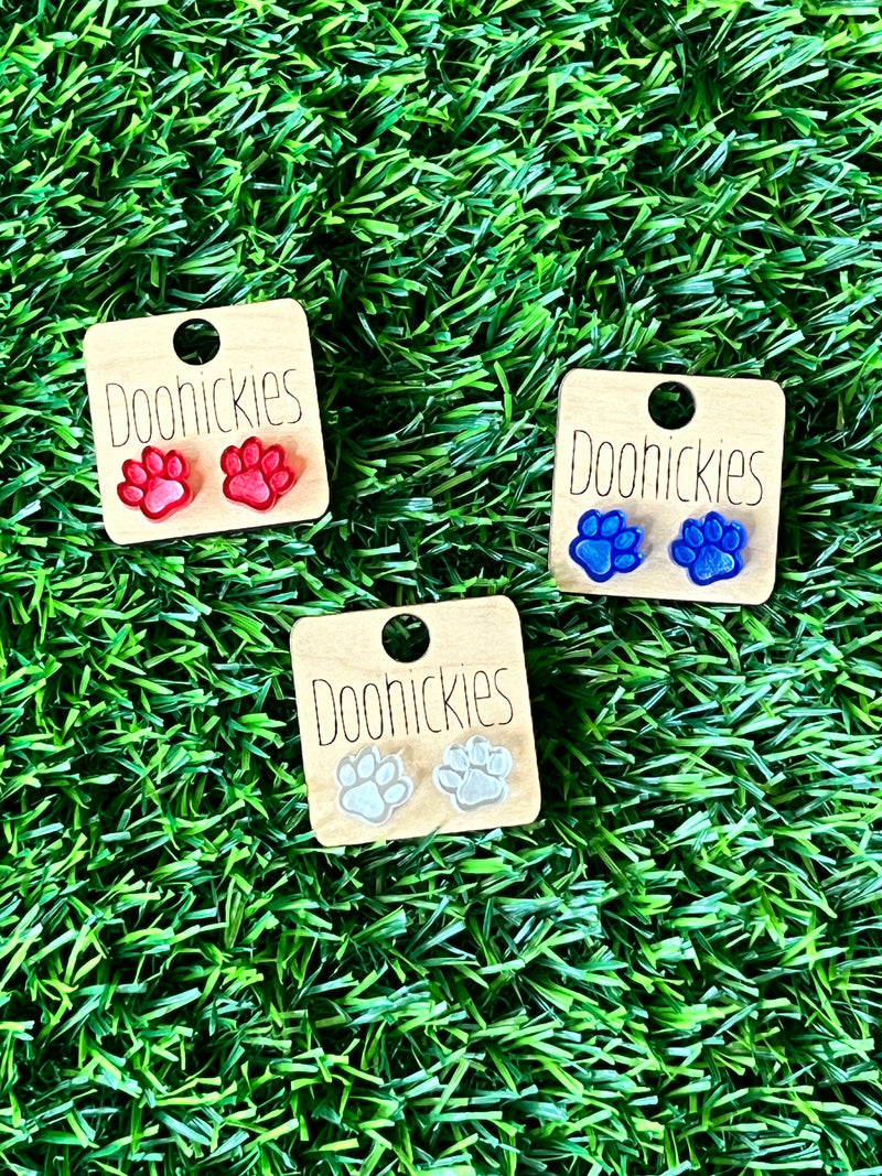 Glitter Paw Stud Earrings