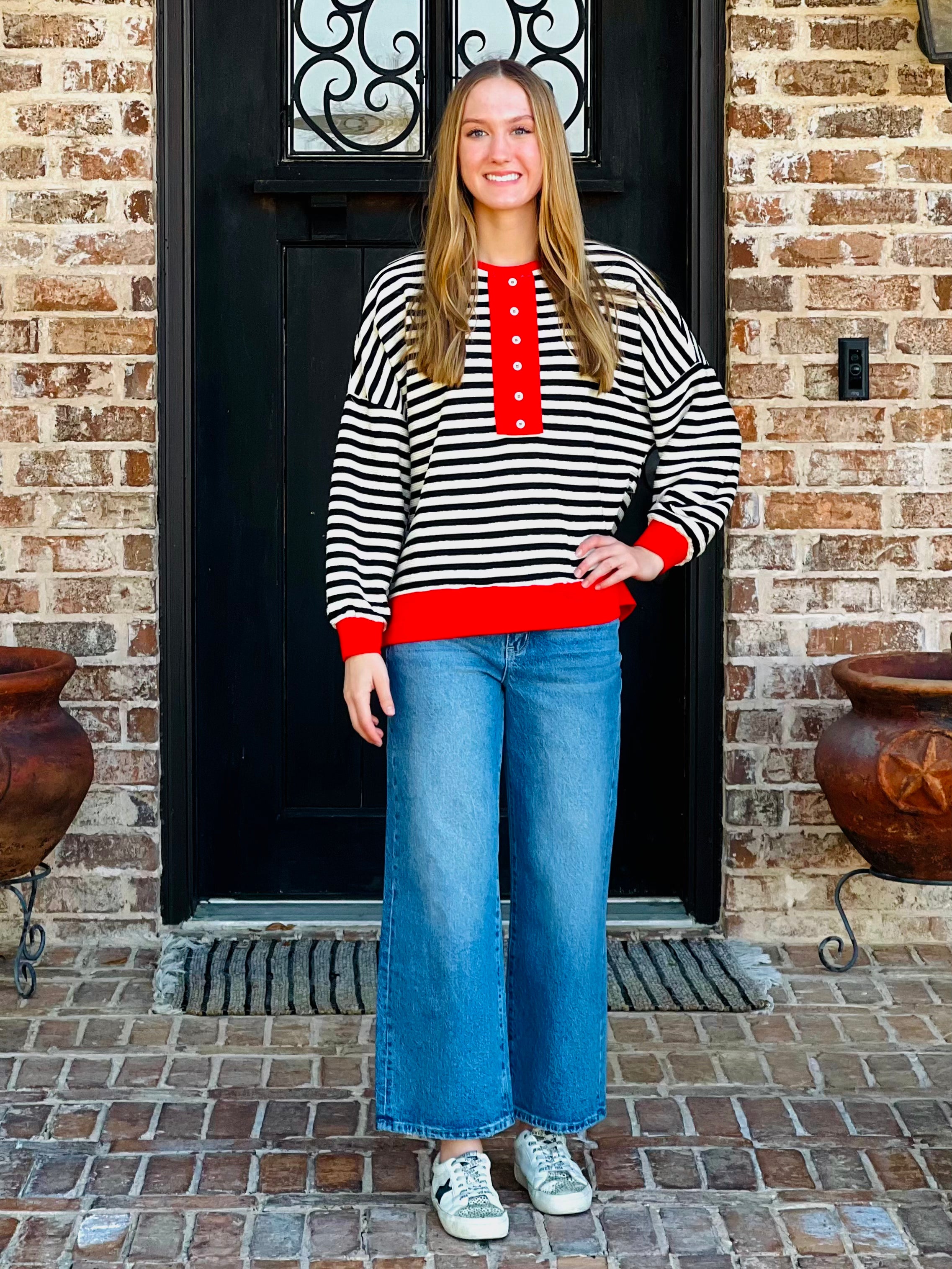 Licorice and Cherry Striped Top