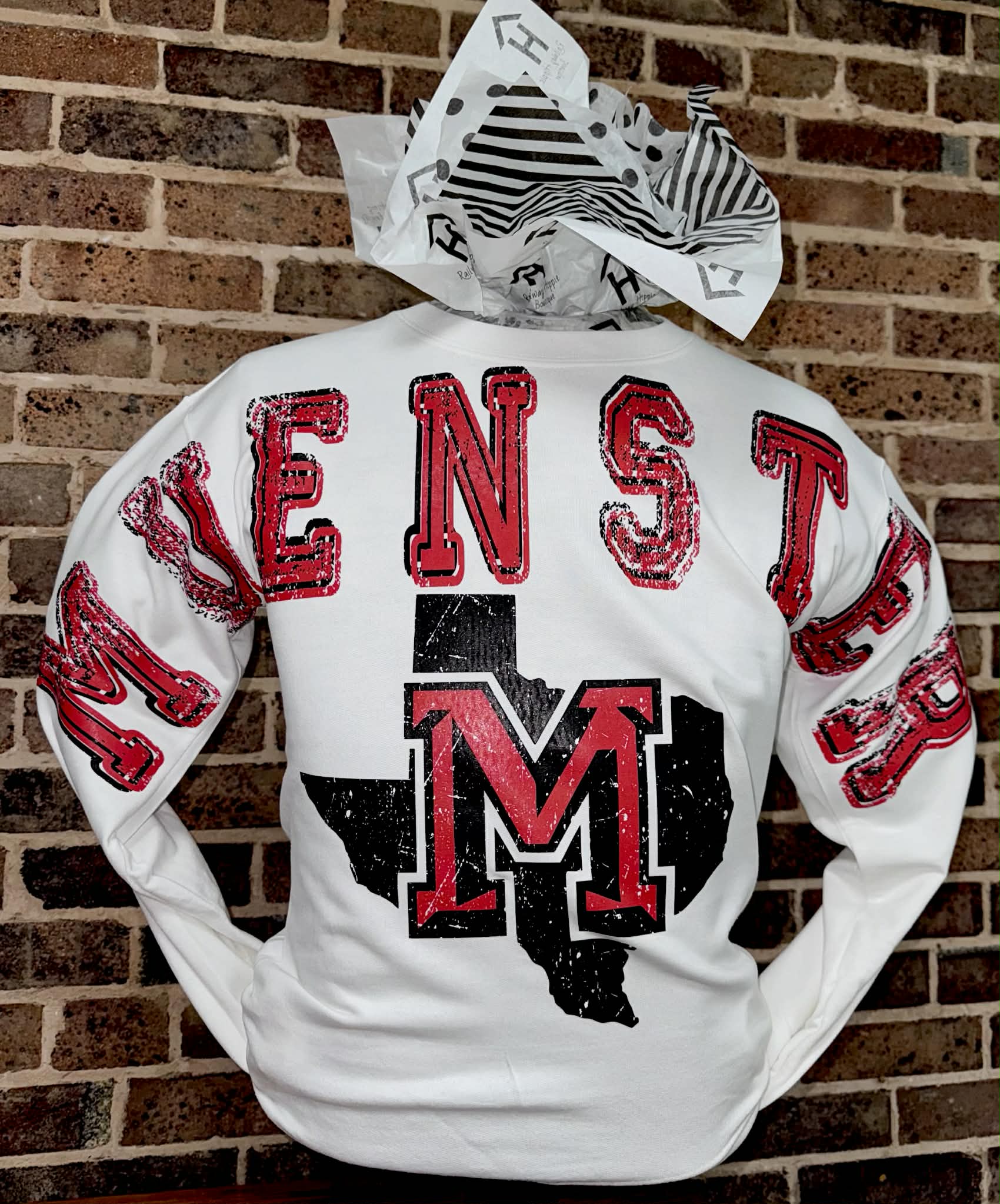 Muenster Hornets Distressed Crossbody Sweatshirt