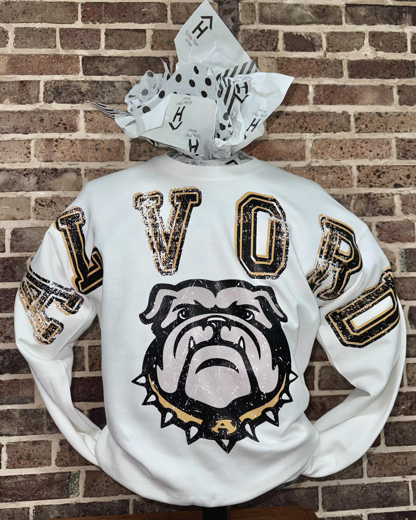PREORDER | Alvord Bulldogs Ash Distressed Crossbody Sweatshirt
