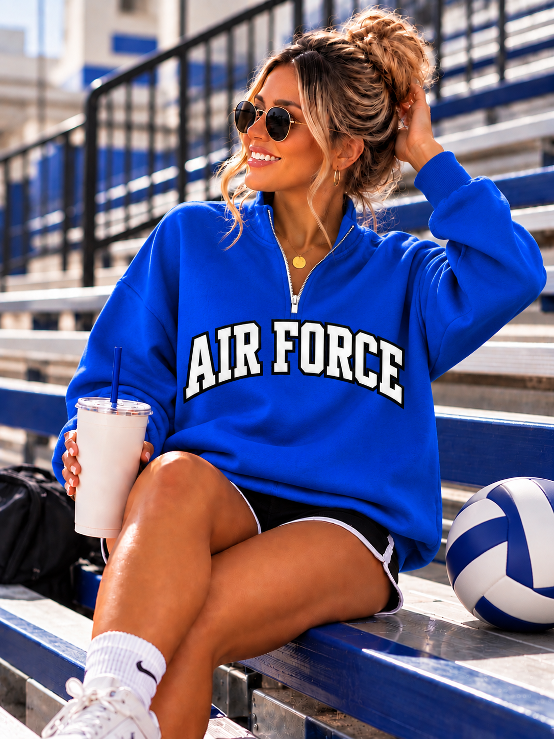 PREORDER | AF Royal Embroidered Appliqué Quarter Zip