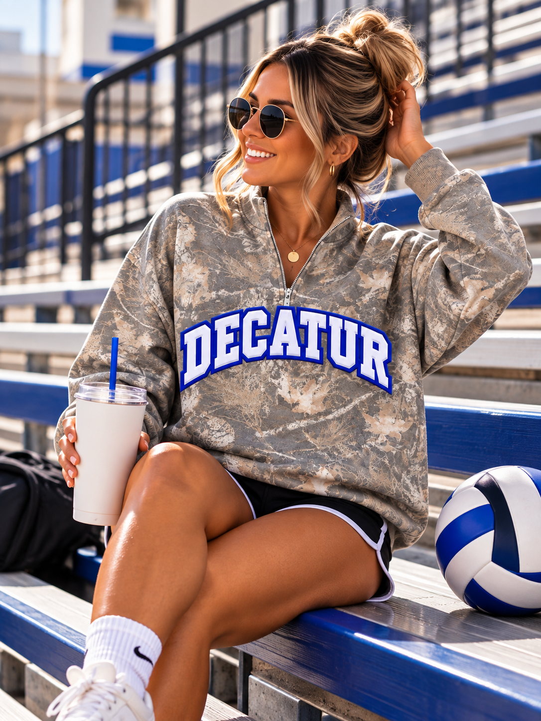 PREORDER | Decatur Camo Embroidered Appliqué Quarter Zip