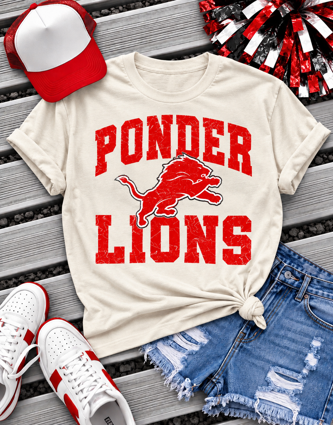 Ponder Lions Basic Block Natural Tee