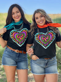 Callie Ann Stelter Leopard Heart Crew Neck Tee