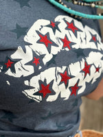 Patriotic Lips with Red Glitter Stars Tee