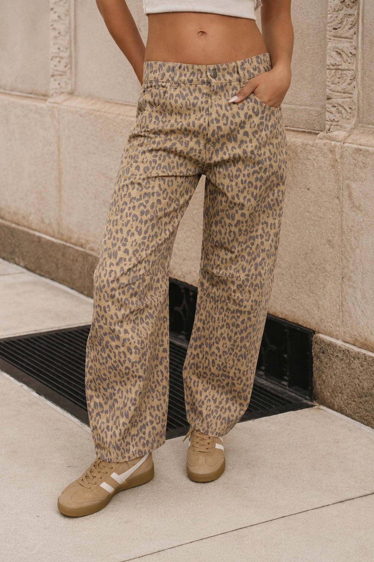 Leopard Loose Fit Barrel Jeans