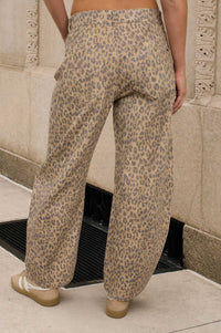 Leopard Loose Fit Barrel Jeans