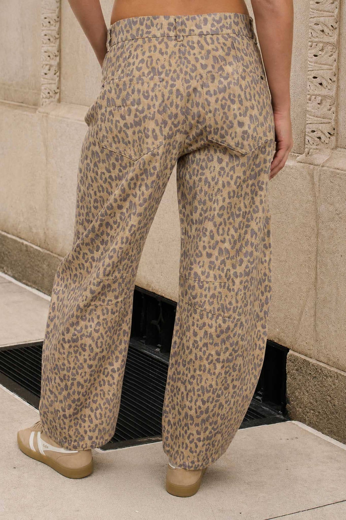 Leopard Loose Fit Barrel Jeans