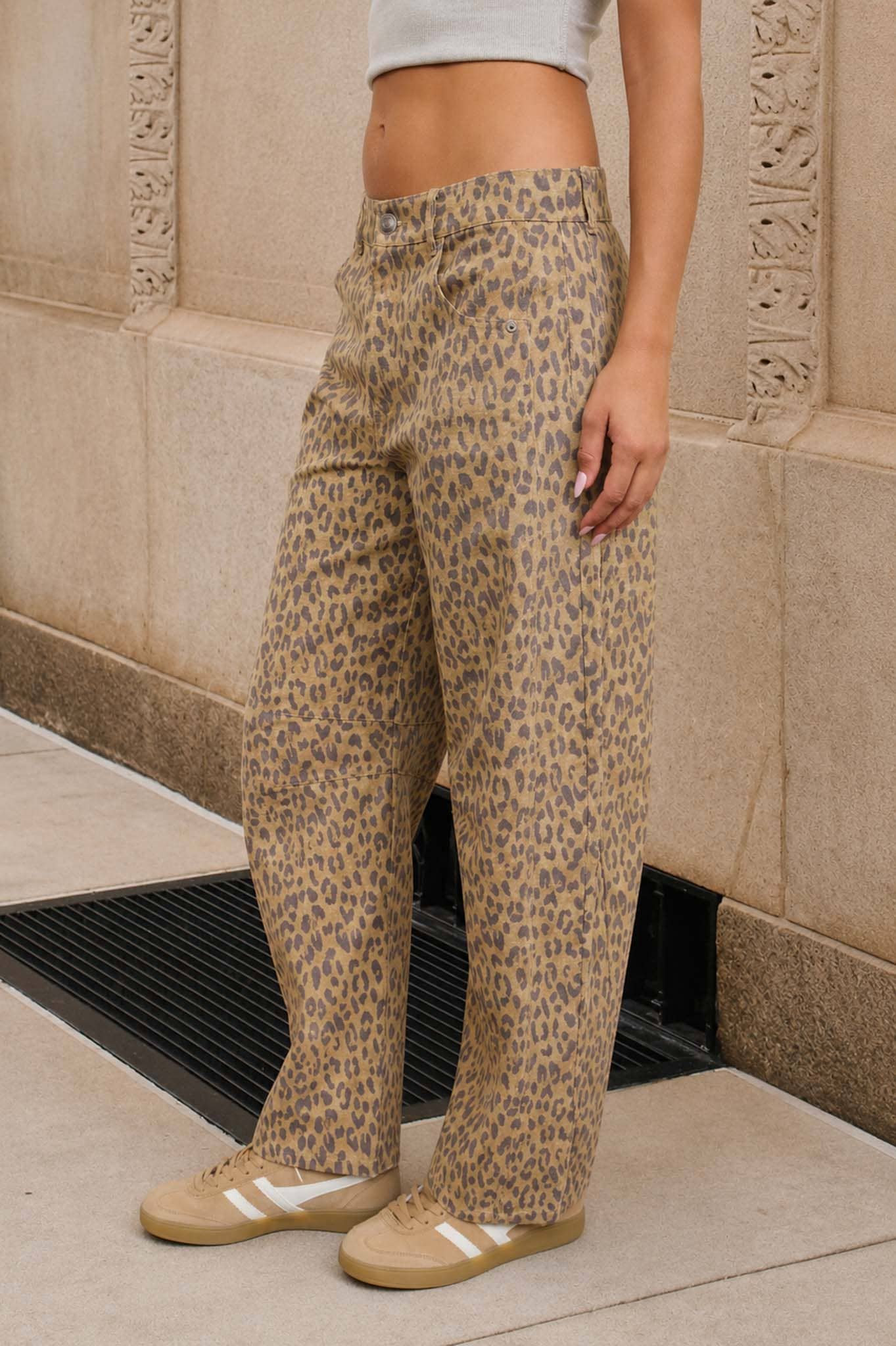 Leopard Loose Fit Barrel Jeans