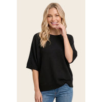 Black Elbow Sleeve Solid Sweater