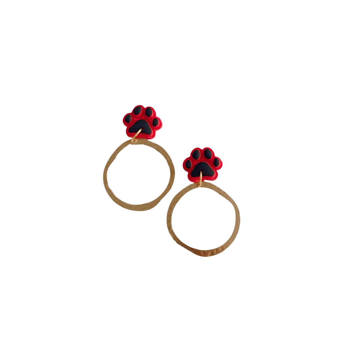 Red & Black | Paw Print | Gameday Earrings