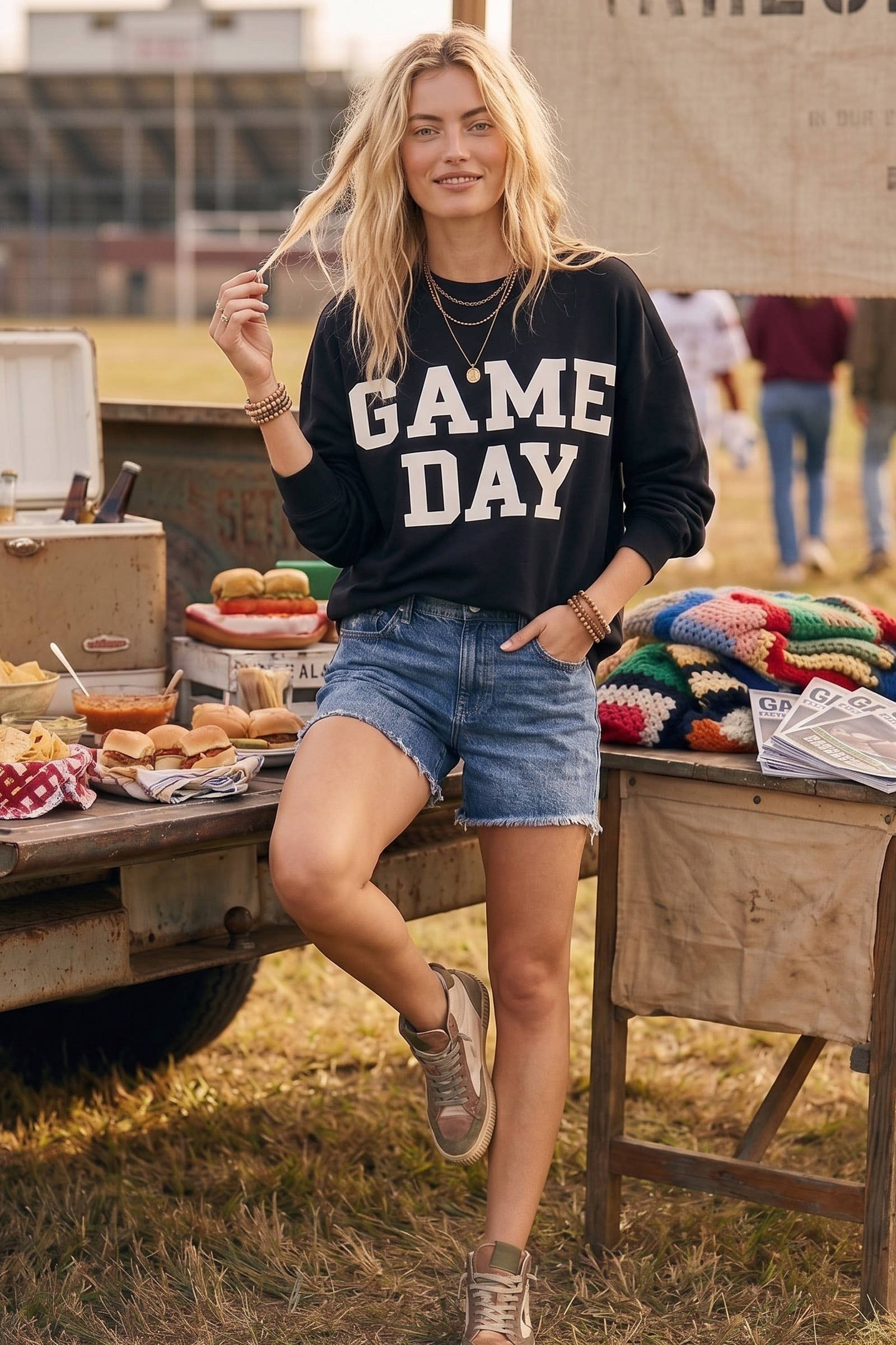 Black Bold Varsity Game Day Sweatshirt