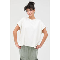 Off White Capped Sleeve Mineral Wash T-Shirt