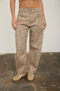 Leopard Loose Fit Barrel Jeans