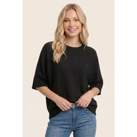 Black Elbow Sleeve Solid Sweater