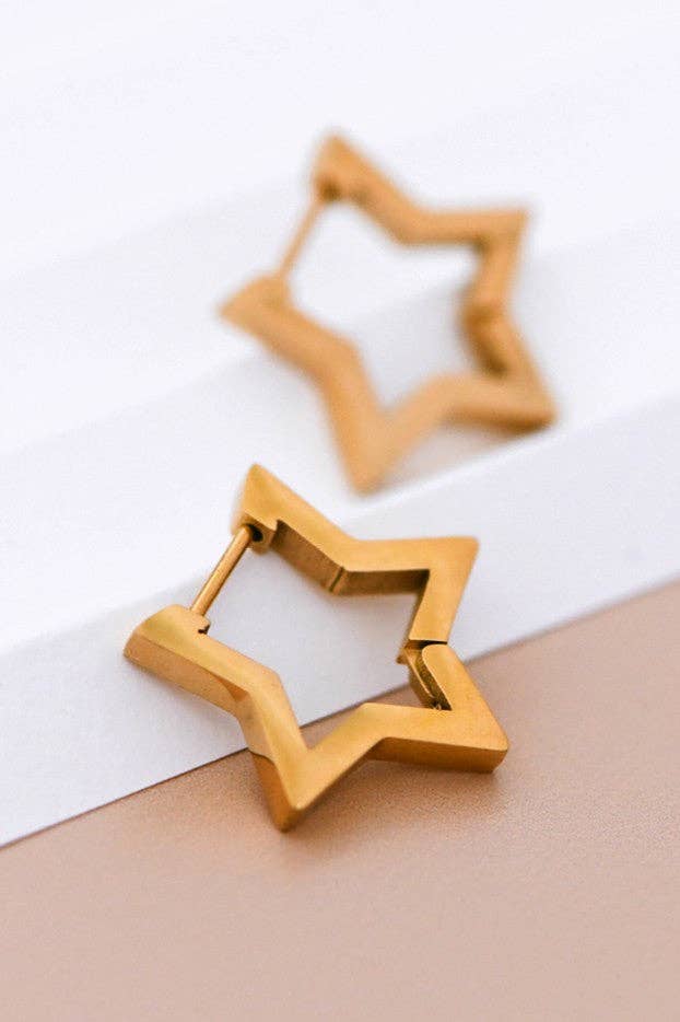 18K Gold Plated Waterproof Stainless Steel Hoop Earrings
