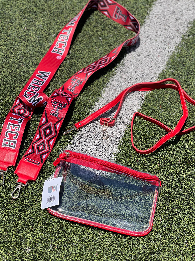 Texas Tech Lexi Clear Purse w/ Patterned Shoulder Strap