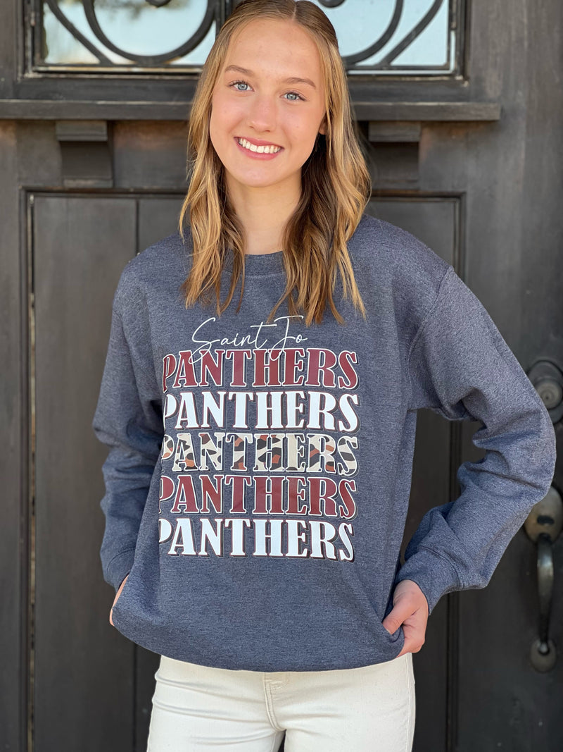 Panthers Leopard Stacked Sweatshirt