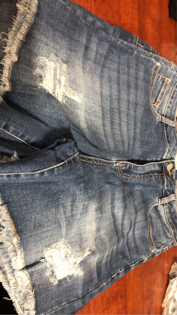 Plus Dark Wash Mid-Rise Shorts