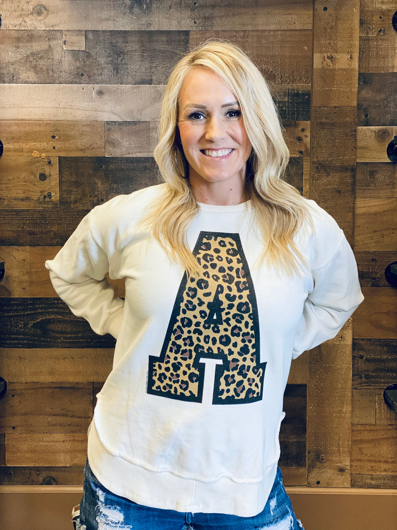 Spirit Letter in Leopard Print Sweatshirt - A