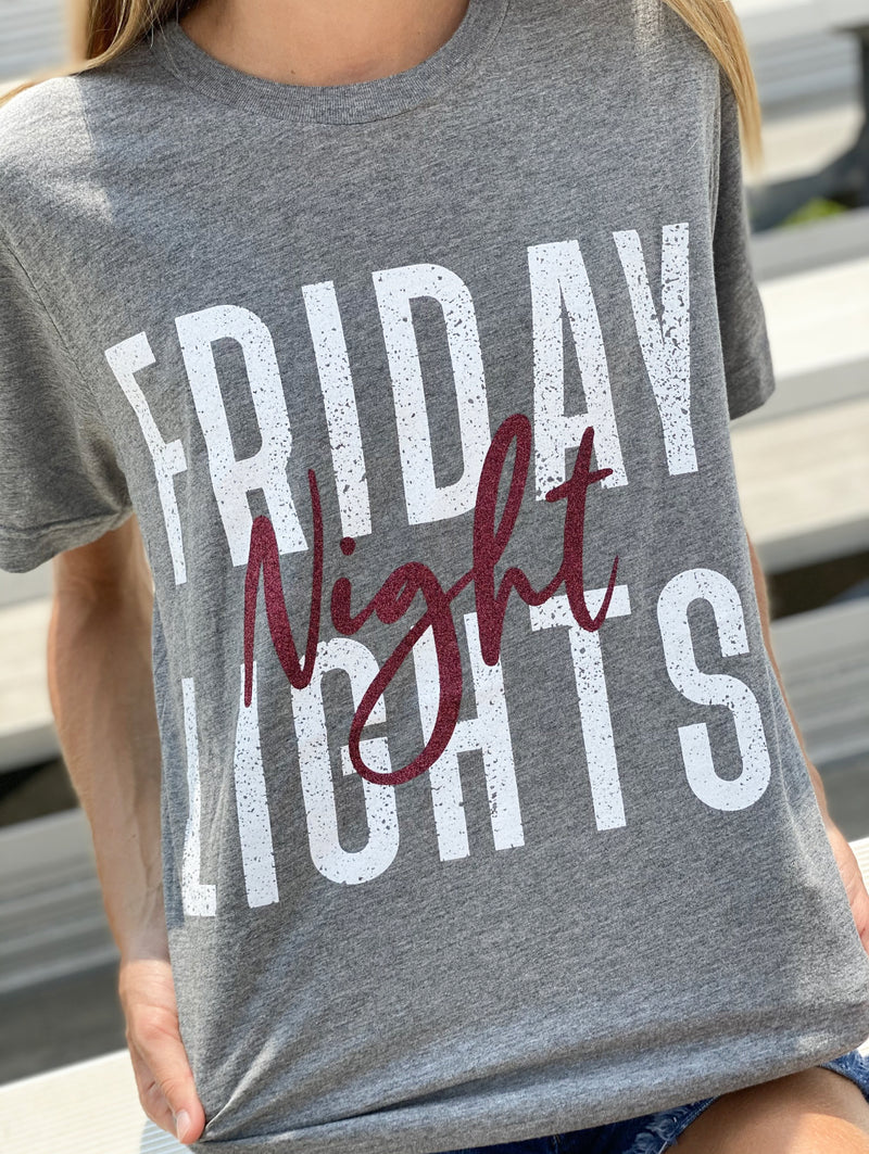 Friday Night Lights Maroon Glitter Tee